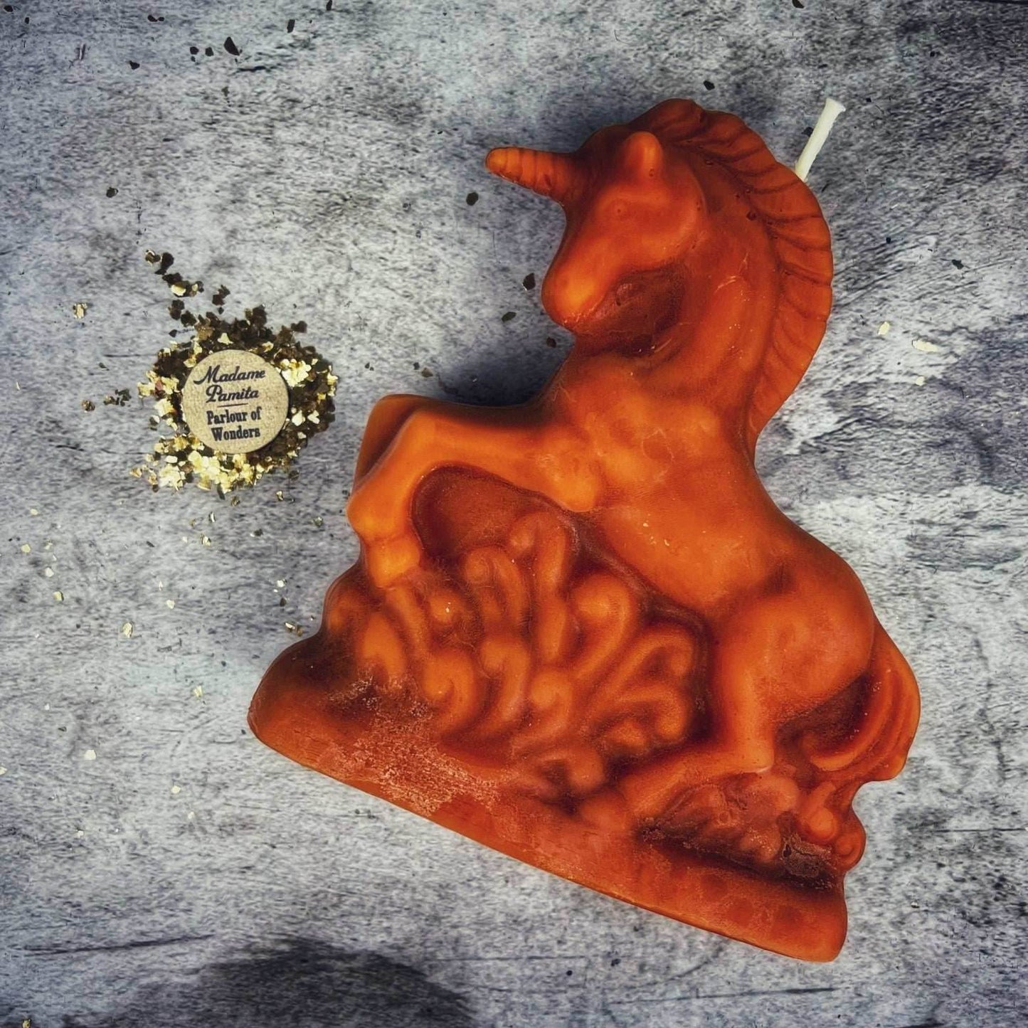 Beeswax Enchanted Unicorn Spell Candle - Orange (Breakthroughs)