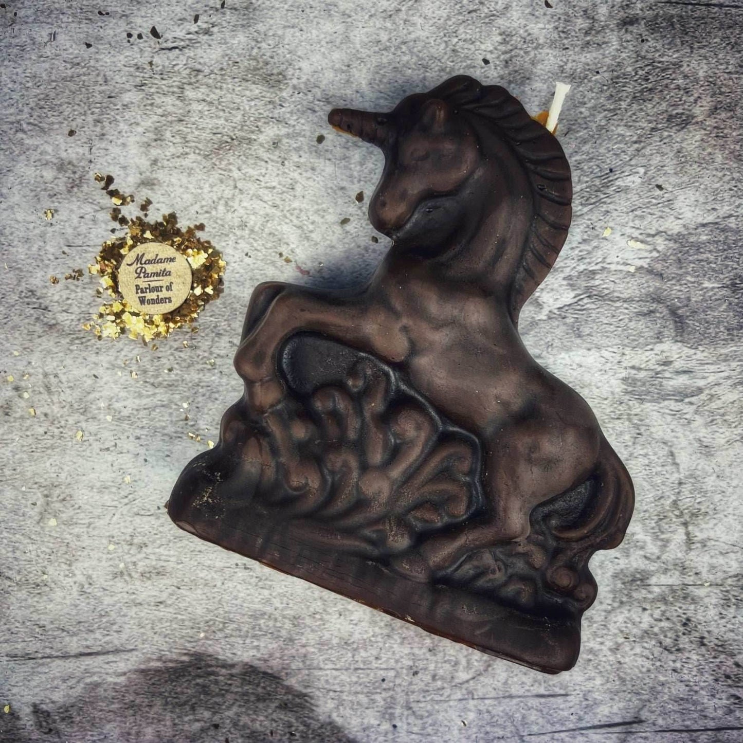Beeswax Enchanted Unicorn Spell Candle - Brown (Grounding)