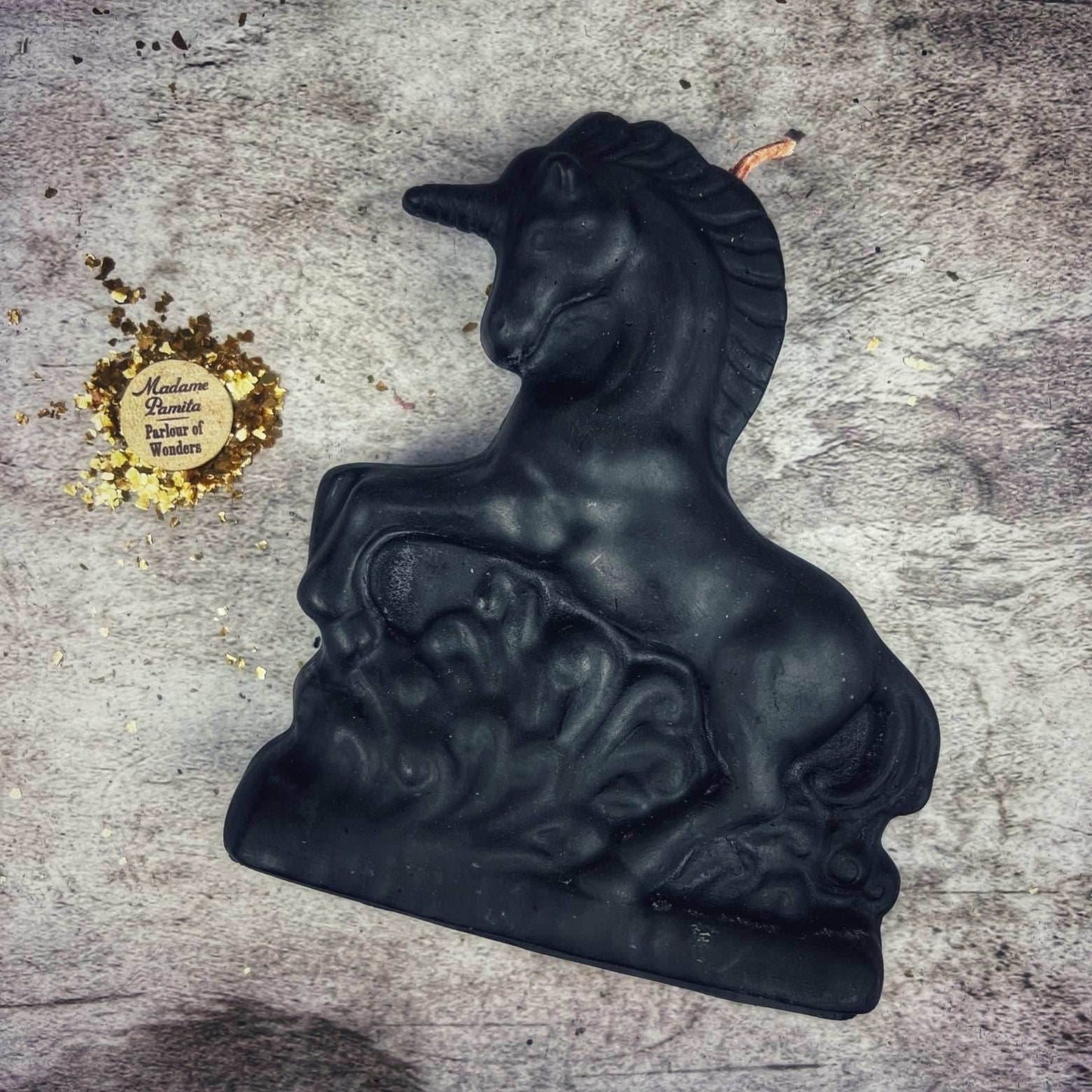 Beeswax Enchanted Unicorn Spell Candle - Black (Protection)