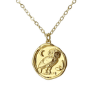 Owl wax seal coin Athena necklace - 
