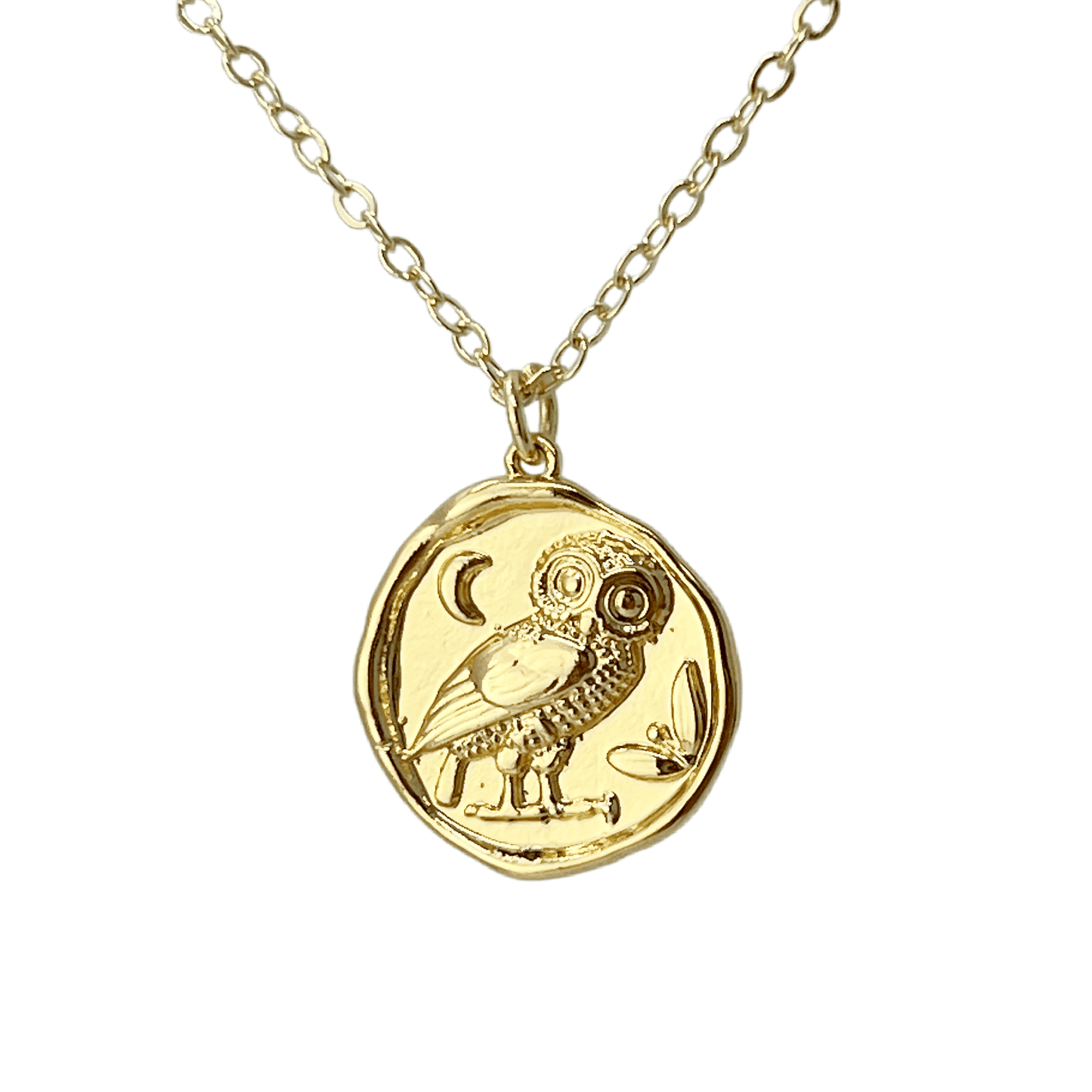 Owl wax seal coin Athena necklace - 