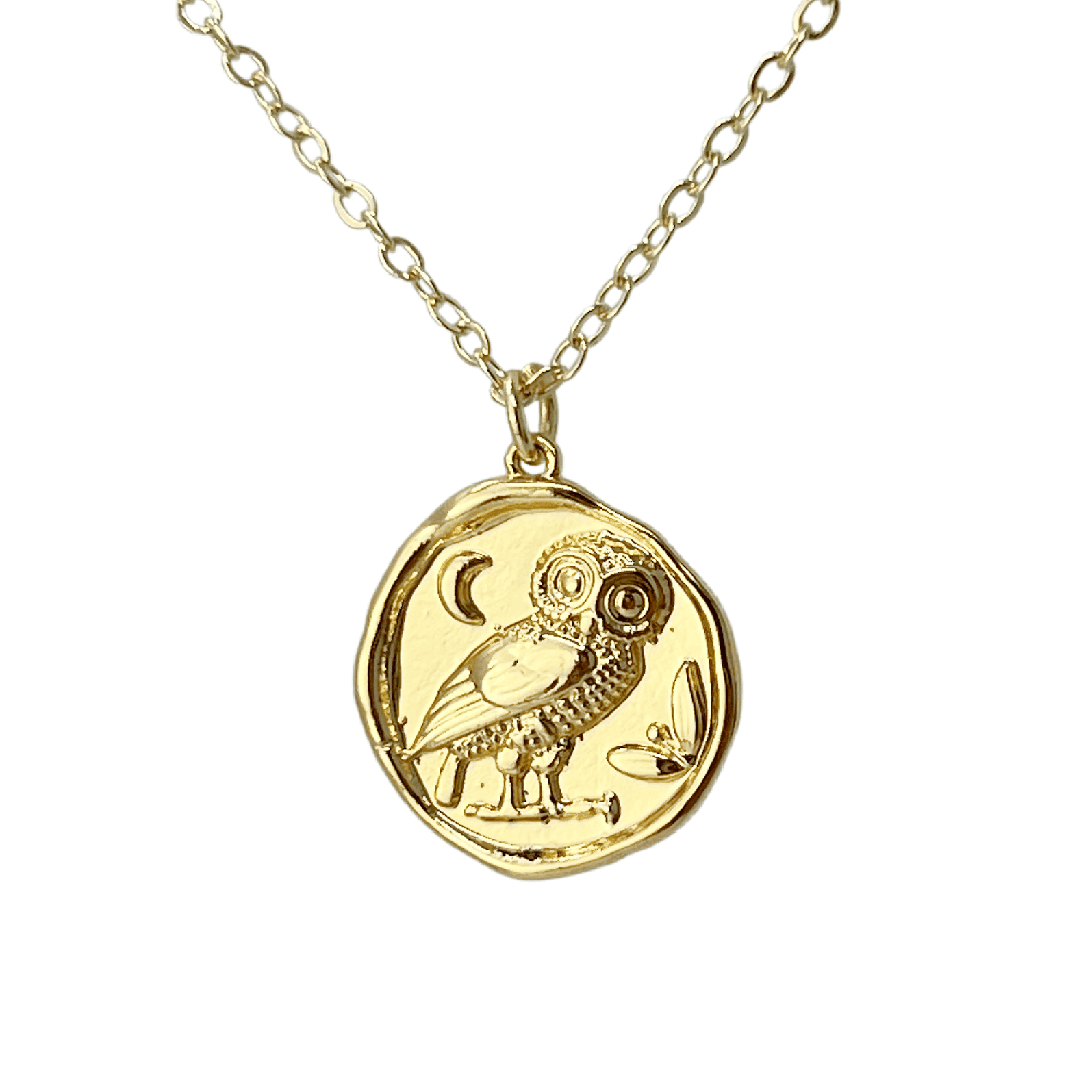Owl wax seal coin Athena necklace - 