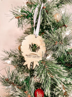 Wood Holiday Vampire Wreath Christmas Ornament