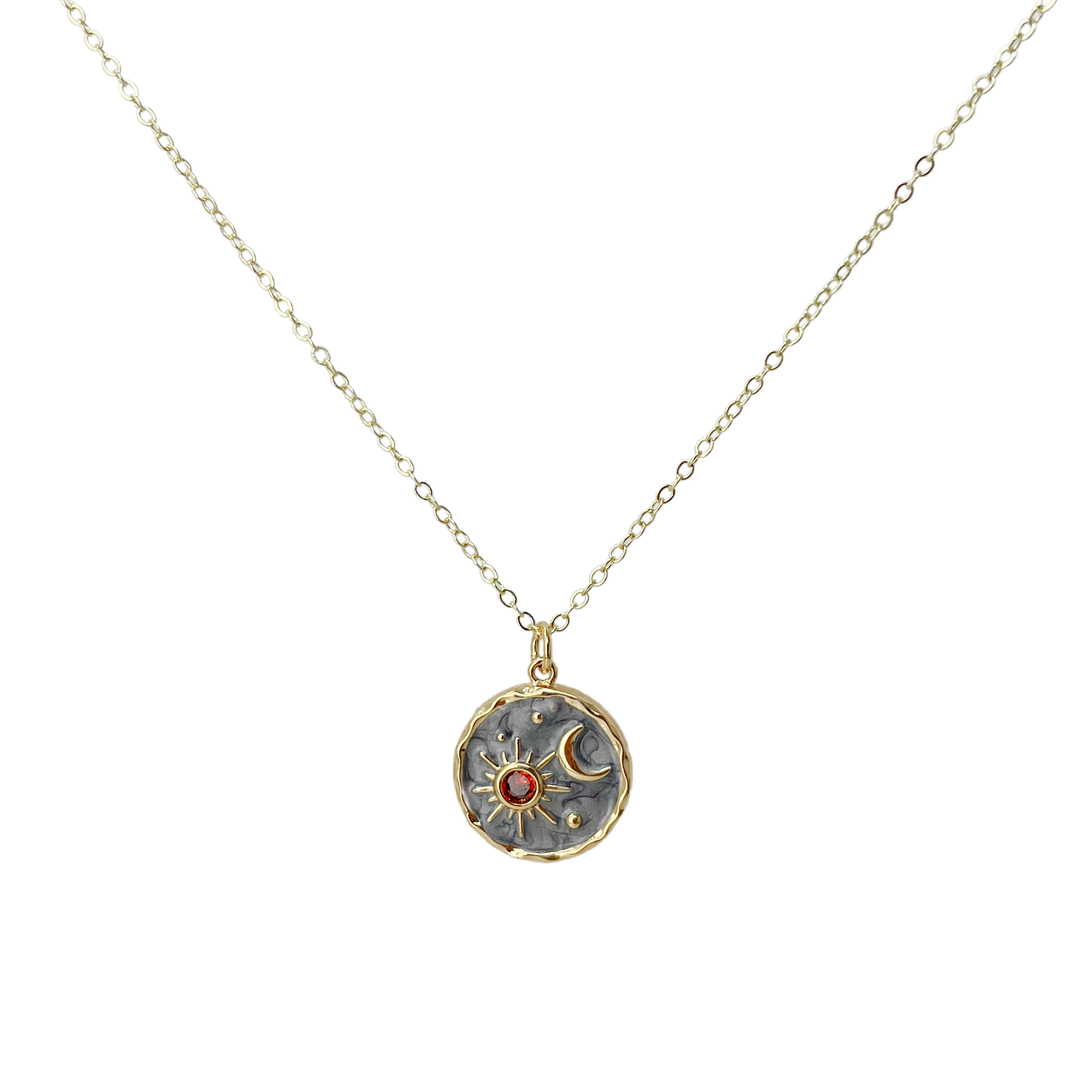Sun and moon friendship coin necklace