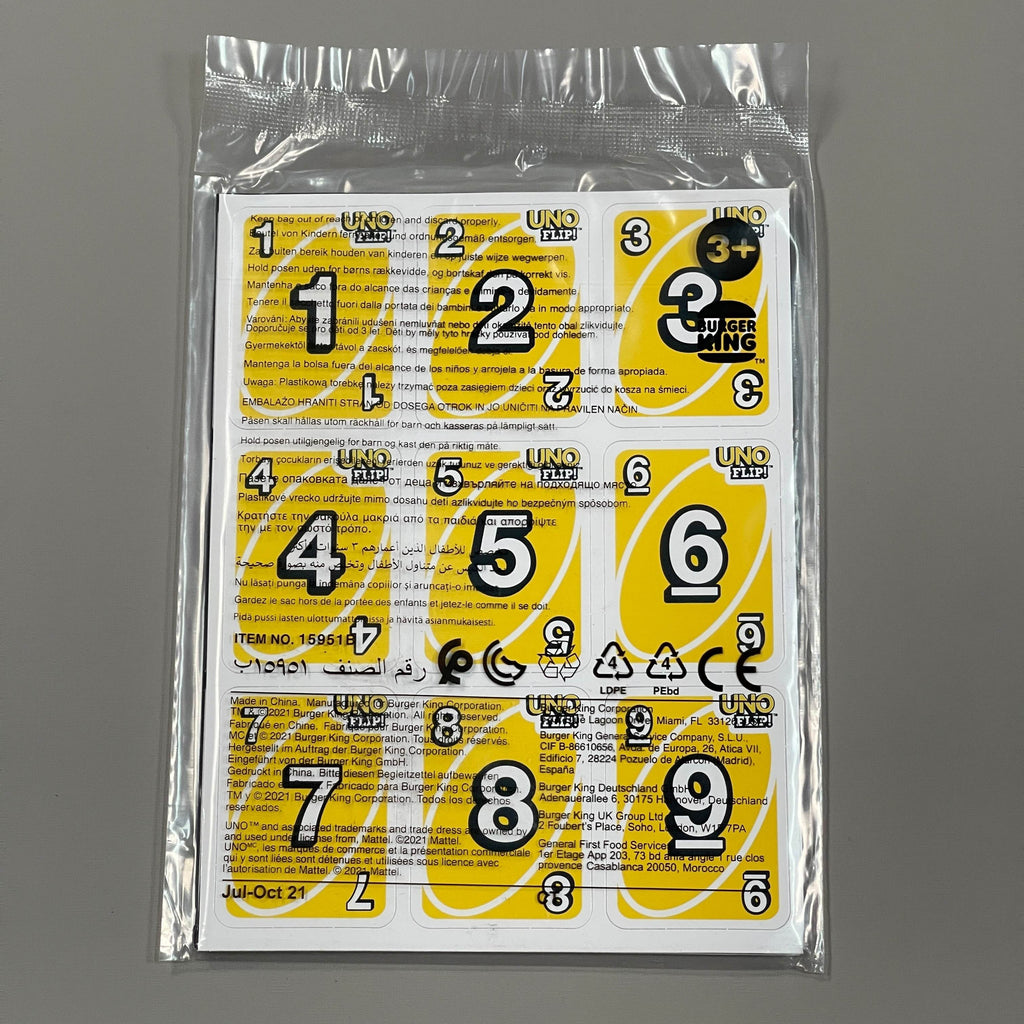 BURGER KING UNO Card Game Jul-Oct 2021 (Kid's Meal Toy) Mattel 15951B (New) - 