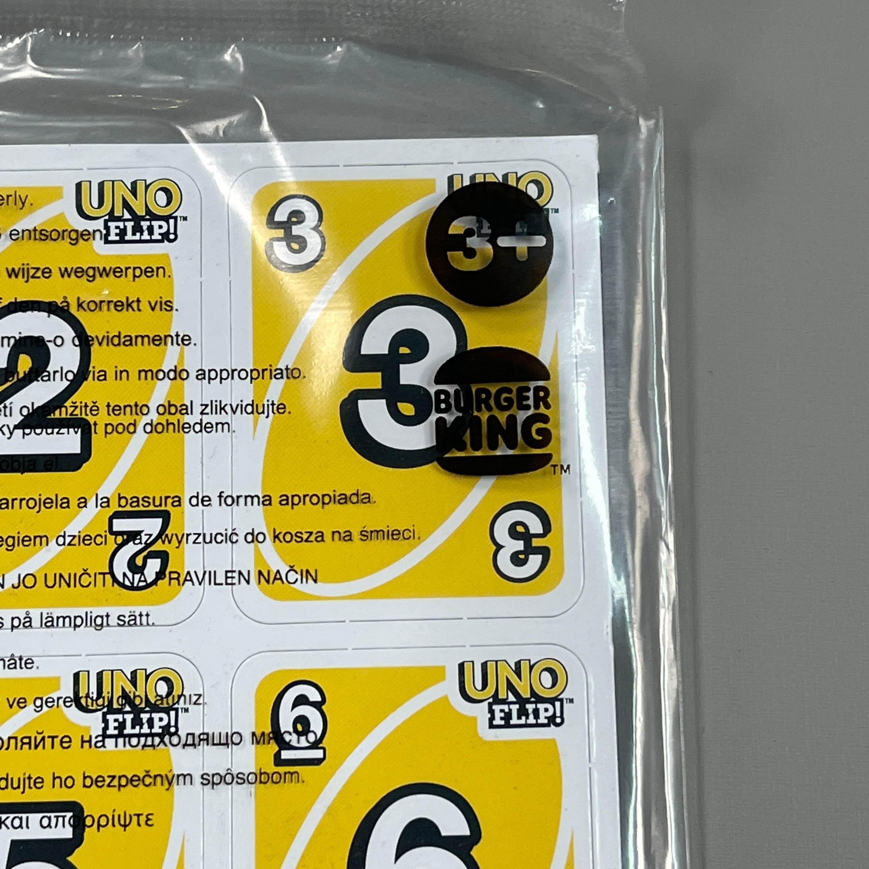 BURGER KING UNO Card Game Jul-Oct 2021 (Kid's Meal Toy) Mattel 15951B (New) - 