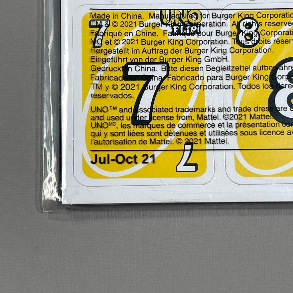 BURGER KING UNO Card Game Jul-Oct 2021 (Kid's Meal Toy) Mattel 15951B (New) - 