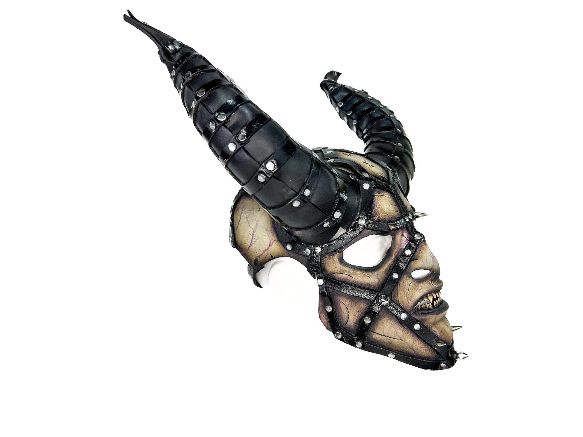 Evil Being - Handmade Genuine Horned Leather Devil/Demon/Satan Horned Mask - 