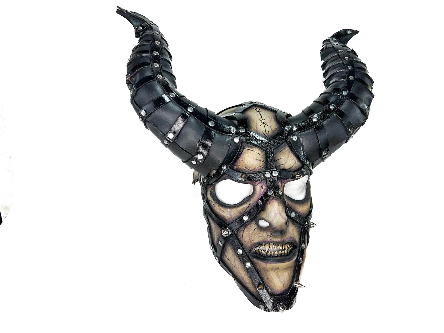 Evil Being - Handmade Genuine Horned Leather Devil/Demon/Satan Horned Mask - 
