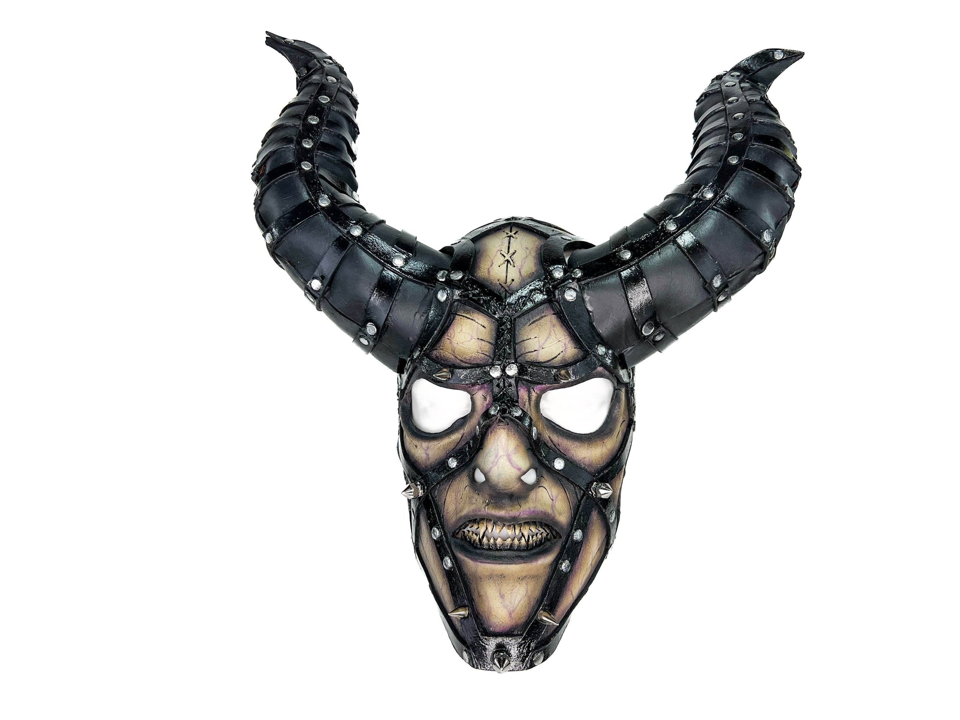Evil Being - Handmade Genuine Horned Leather Devil/Demon/Satan Horned Mask - 