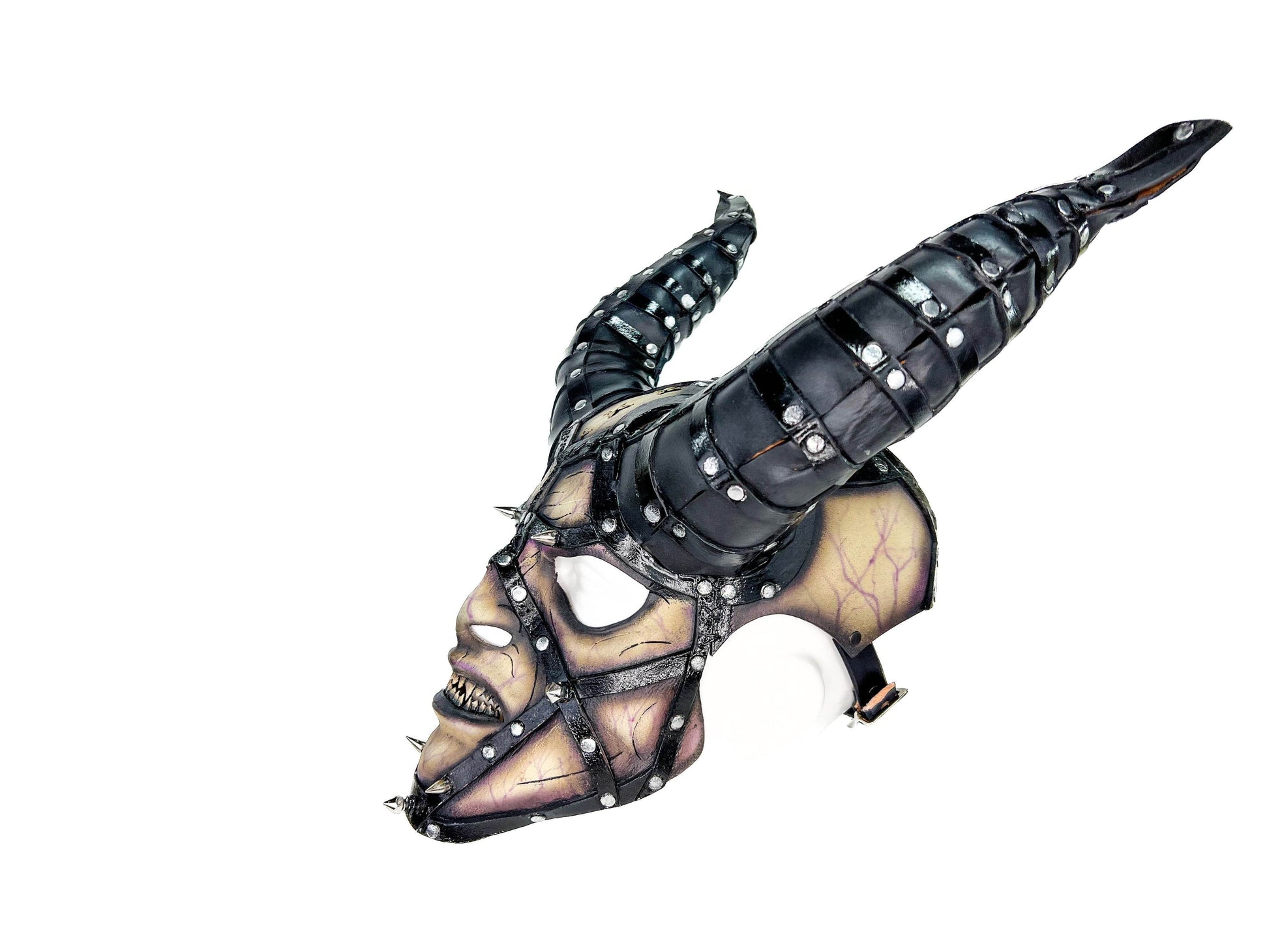 Evil Being - Handmade Genuine Horned Leather Devil/Demon/Satan Horned Mask - 