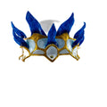 Masquerade Crown of Handmade Genuine Leather in blue gold and white - 