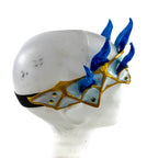Masquerade Crown of Handmade Genuine Leather in blue gold and white - 