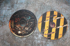Warhammer 40k and AoS4 Neoprene Objective Markers - Hazard Stripes and Gears - Set of 6