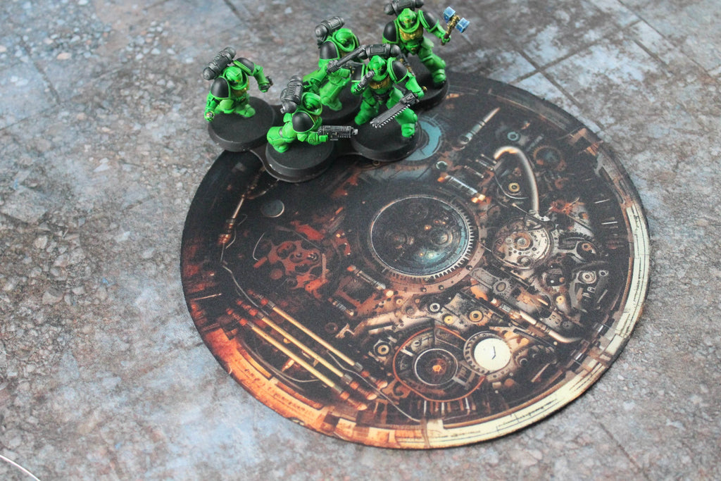 Warhammer 40k and AoS4 Neoprene Objective Markers - Hazard Stripes and Gears - Set of 6