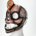 Demented Piggy Bank - Genuine Leather Mask - Real Copper Penny - Handmade Full Face Cover for Halloween or Performance Costume - 