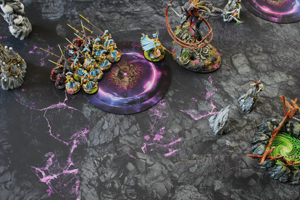 Warhammer 40k and AoS4 Neoprene Objective Markers - Green and Purple Energy - Set of 6