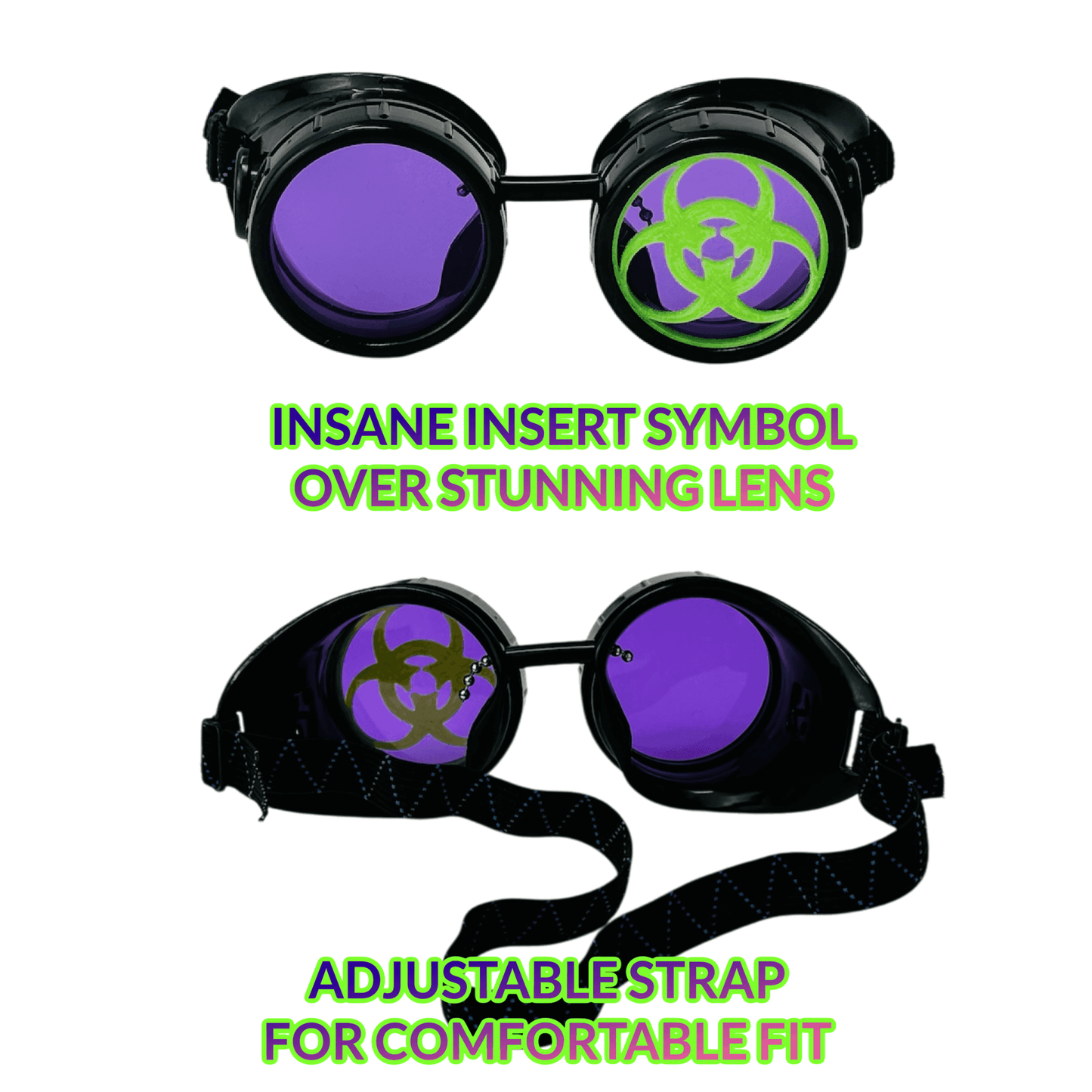 Steampunk Mad Scientist goggles biohazard cosplay glasses - red