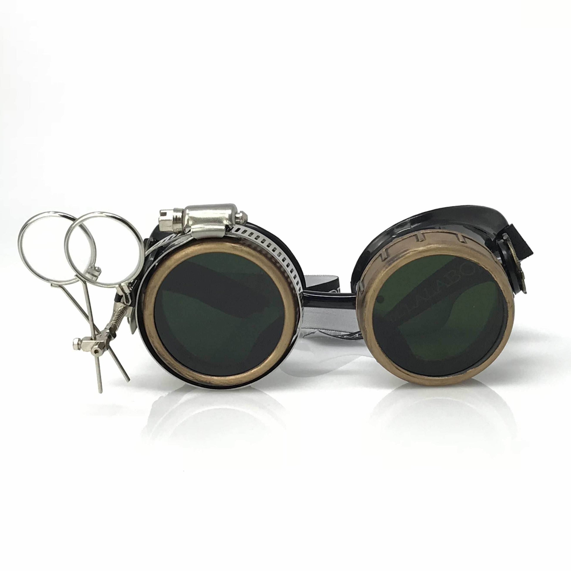 Steampunk Goggles with magnifying loupes black lenses - 