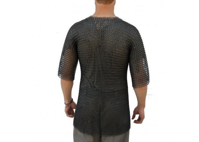 Medieval Half Sleeve Habergeon Blackened Chainmail Medium-1