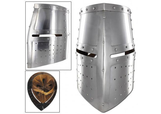 Middle Ages Great Helm Iron Cross Armor Helmet-0