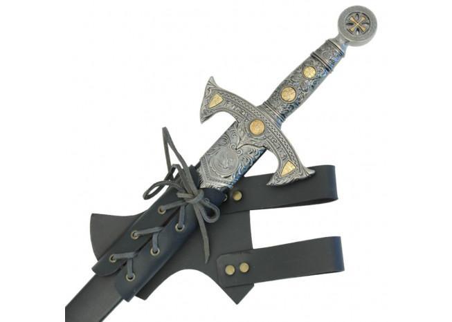Medieval Hawk Wood Leather Sword Frog Black-2