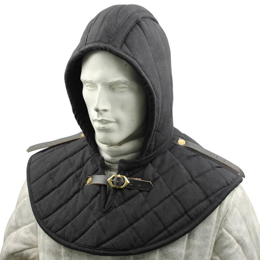 Cotton Padded Collar Armor And Cap Black-0