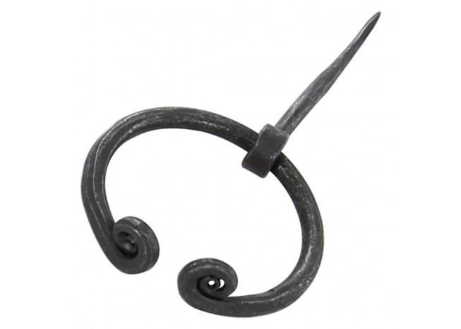 Hand Forged Iron Penannular Brooch with Rolled Ends-1