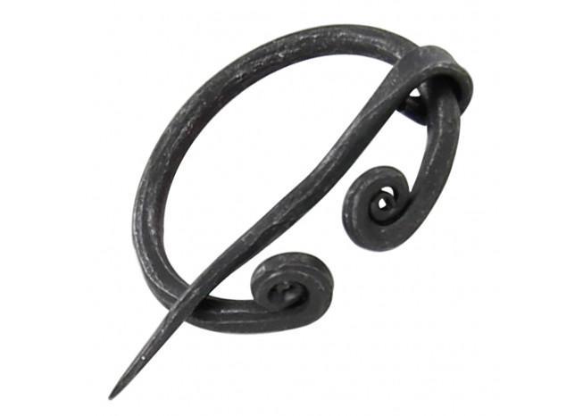 Hand Forged Iron Penannular Brooch with Rolled Ends-0