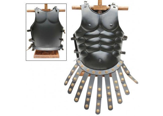 Muscular Blackened Greek Heroic Steel Cuirass-0