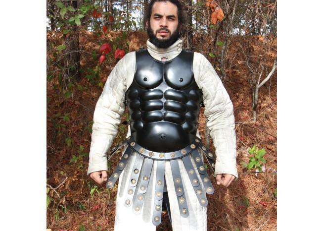 Muscular Blackened Greek Heroic Steel Cuirass-1