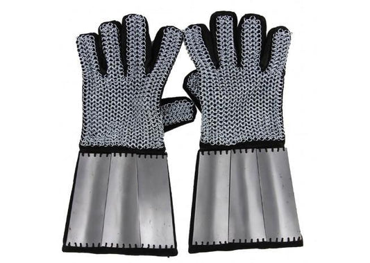 Medieval Holy Land and Defender Chainmail Gauntlets with Plates-0