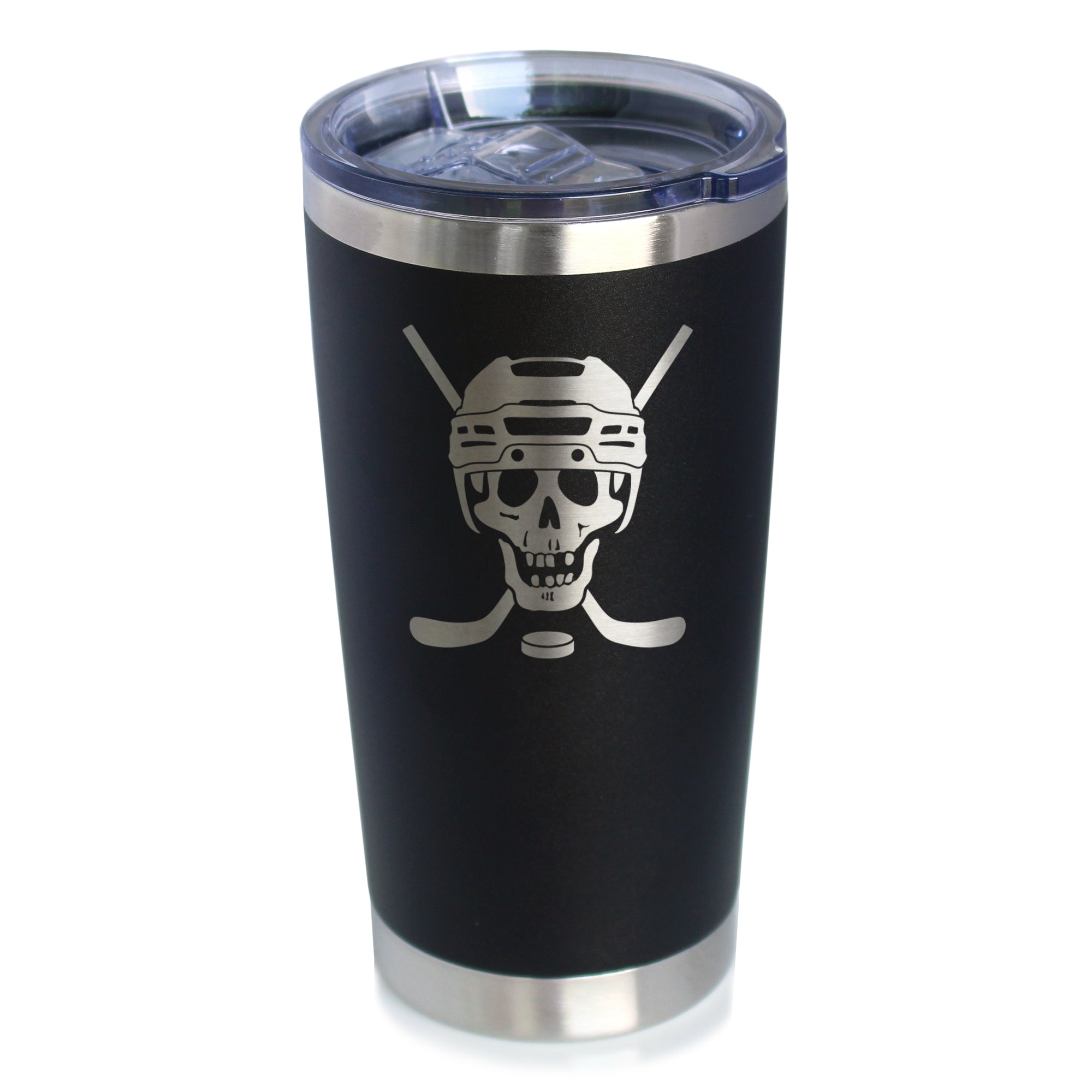 Hockey Skull Insulated Coffee Tumbler with Sliding Lid Hockey Gifts for Coach or Players 20oz Stainless Steel Tumbler