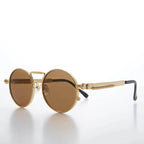 Round Gold Metal Goth Steampunk Sunglass - Ivan 4 - Gold / Brown Lens