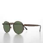 Round Bronze Metal Goth Steampunk Sunglass - Ivan 3 - Bronze / Brown Lens