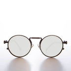 Round Bronze Metal Goth Steampunk Sunglass - Ivan 3 - Bronze / Mirror Lens
