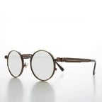 Round Bronze Metal Goth Steampunk Sunglass - Ivan 3 - Bronze / Brown Lens