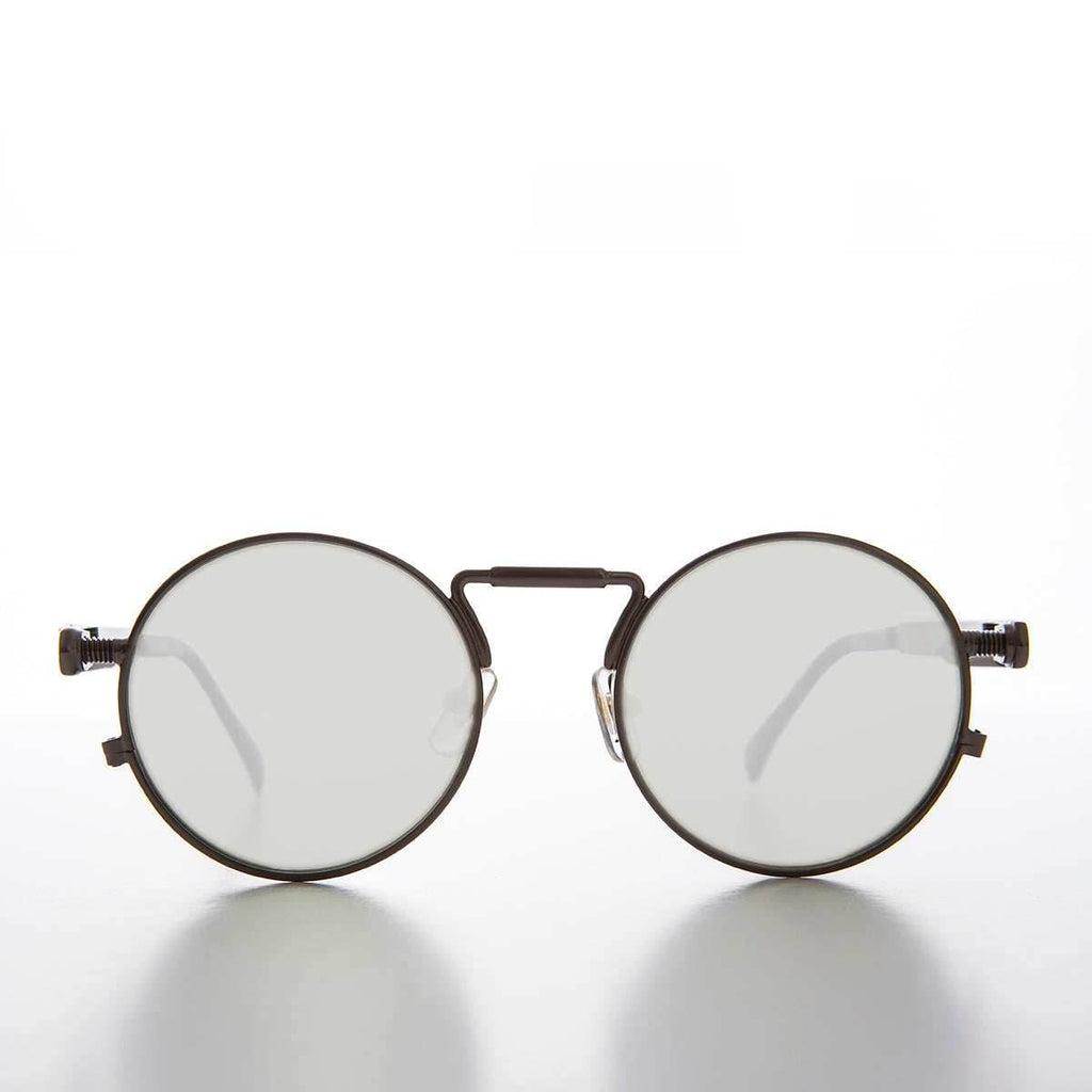 Round Gunmetal Metal Goth Steampunk Sunglass - Ivan 5 - Gunmetal / Mirror Lens