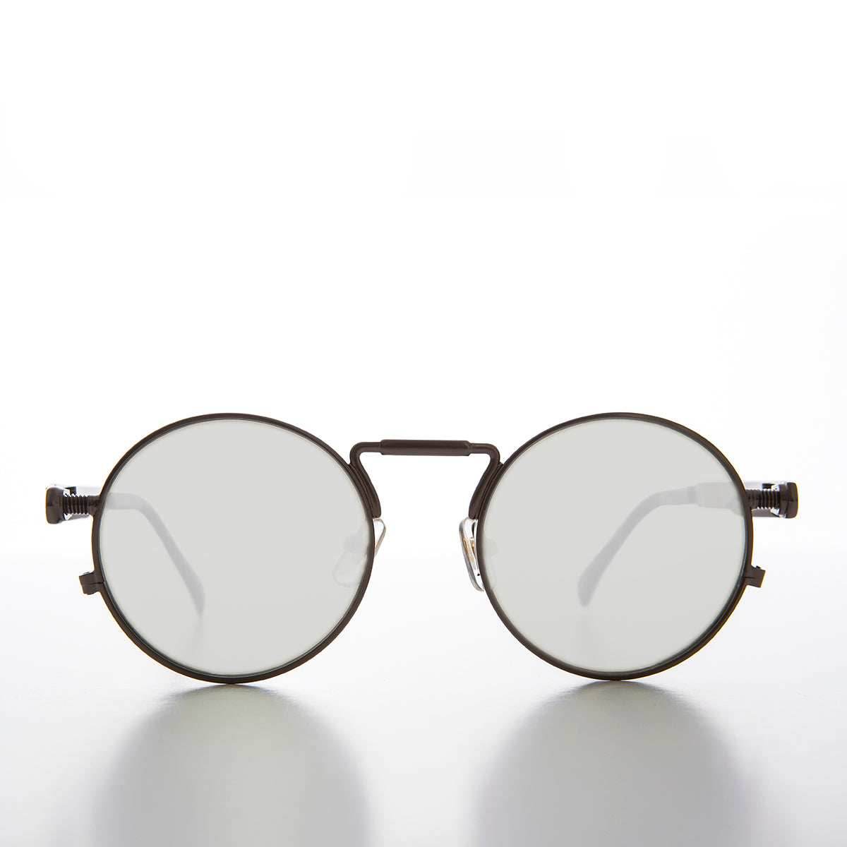 Round Gunmetal Metal Goth Steampunk Sunglass - Ivan 5 - Gunmetal / Mirror Lens