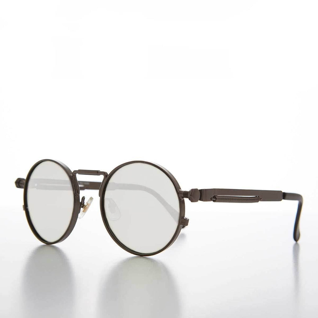 Round Gunmetal Metal Goth Steampunk Sunglass - Ivan 5 - Gunmetal / Gray Lens
