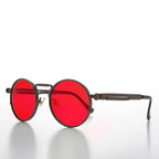 Round Gunmetal Metal Goth Steampunk Sunglass - Ivan 5 - Gunmetal / Gray Lens