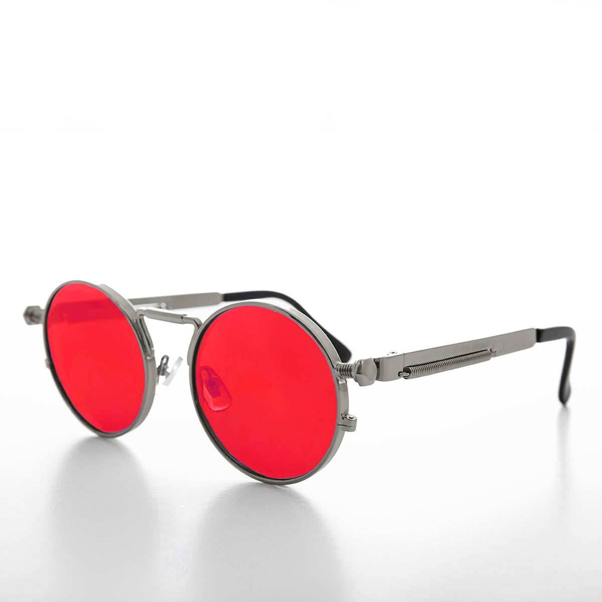 Round Silver Goth Steampunk Sunglass - Ivan 1 - Silver / Mirror Lens