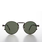 Round Black Metal Goth Steampunk Sunglass - Ivan 2 - Black/ Green Lens