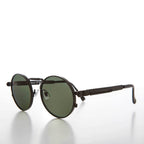 Round Black Metal Goth Steampunk Sunglass - Ivan 2 - Black / Gray Lens