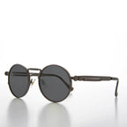 Round Gunmetal Metal Goth Steampunk Sunglass - Ivan 5 - Gunmetal / Gray Lens