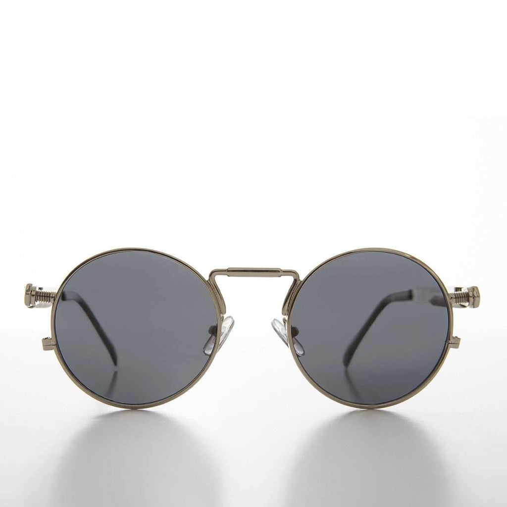 Round Silver Goth Steampunk Sunglass - Ivan 1 - Silver/ Gray Lens