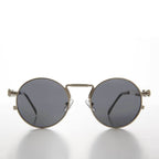 Round Silver Goth Steampunk Sunglass - Ivan 1 - Silver/ Gray Lens
