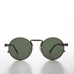 Round Gunmetal Metal Goth Steampunk Sunglass - Ivan 5 - Gunmetal / Green Lens