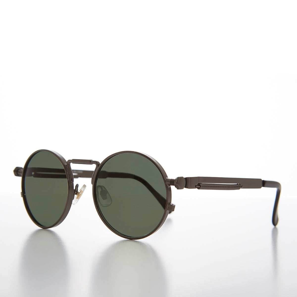Round Gunmetal Metal Goth Steampunk Sunglass - Ivan 5 - Gunmetal / Gray Lens