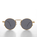 Round Gold Metal Goth Steampunk Sunglass - Ivan 4 - Gold / Brown Lens